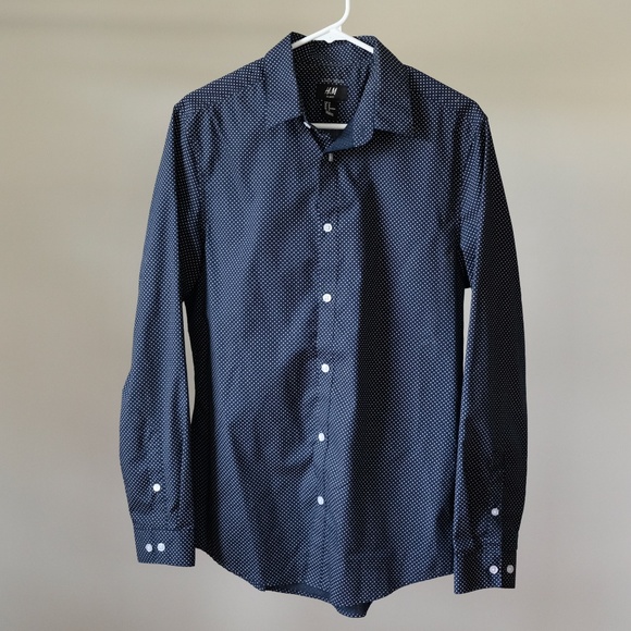 H&M Other - H&M Blue and White Polka Dot Button Up Shirt